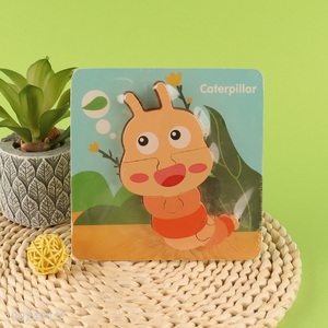 New Product 3D Cartoon Caterpillar Wooden Jigsaw Puzzle Educational Toy