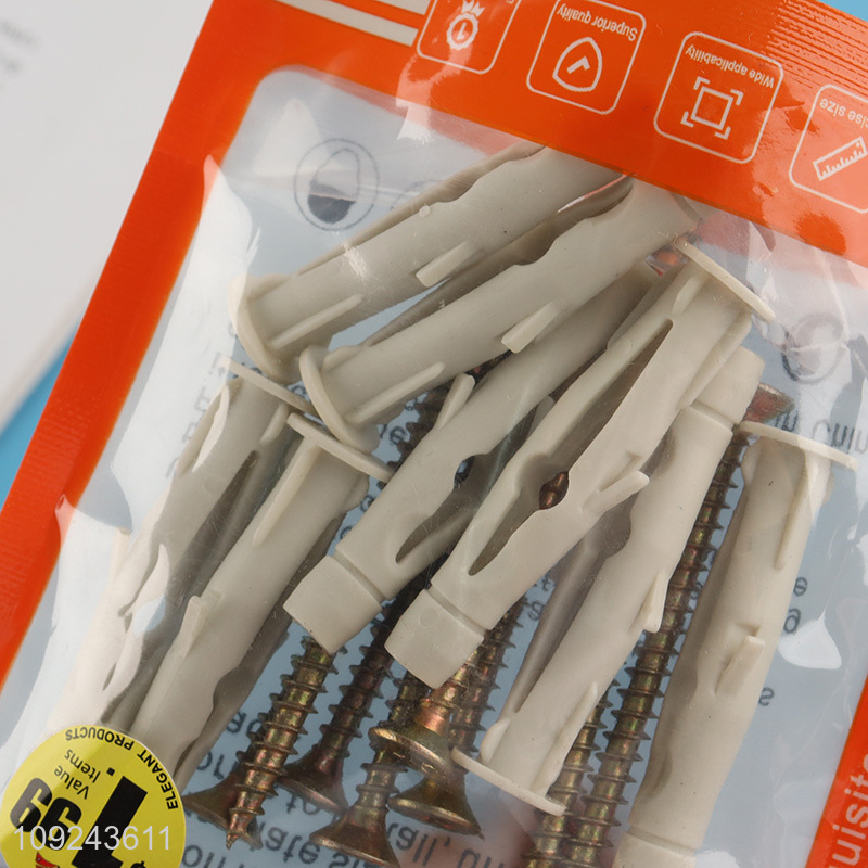 Good Quality 8 Set Plastic Drywall Anchors and Flat Head Screws Set