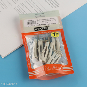 Good Quality 8 Set Plastic Drywall Anchors and Flat Head Screws Set