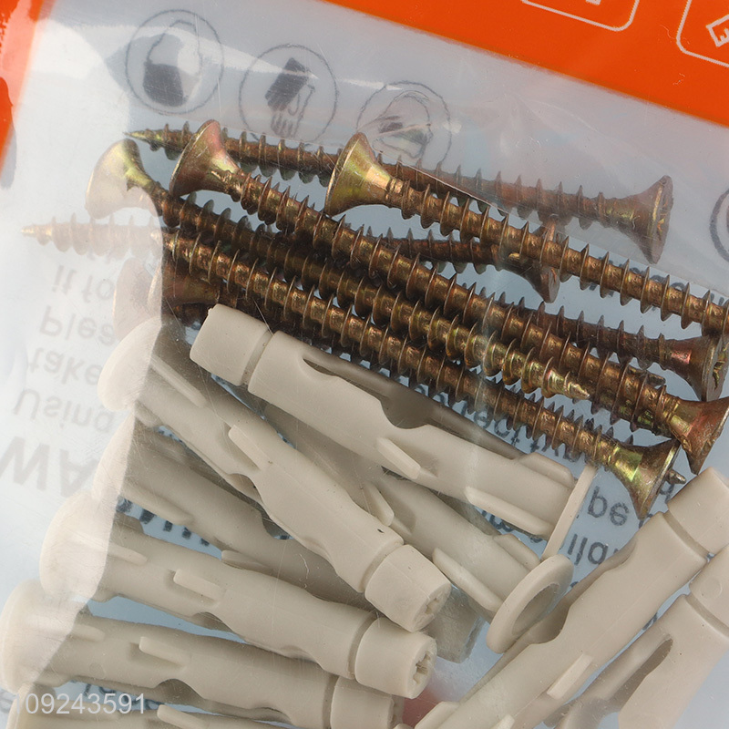 China Imports 10 Set Plastic Drywall Anchors and Flat Head Screws Set