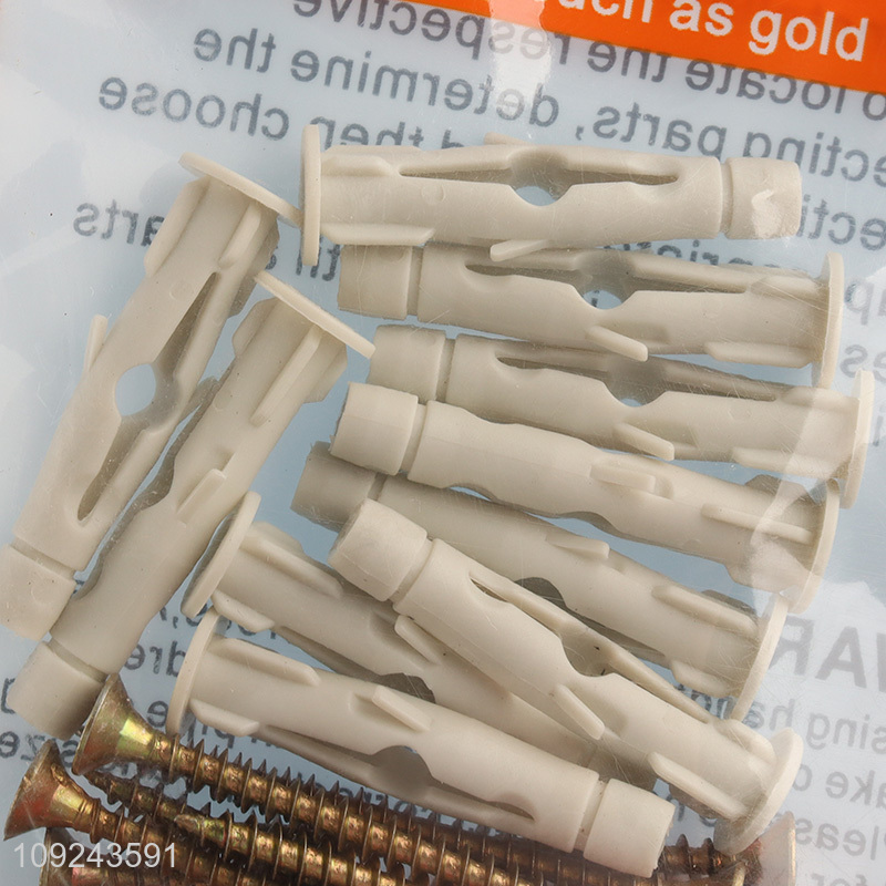 China Imports 10 Set Plastic Drywall Anchors and Flat Head Screws Set