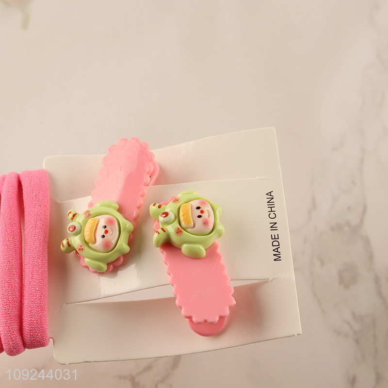 New Product Elastic Hair Ties And Hair Clips Set for Kids Girls