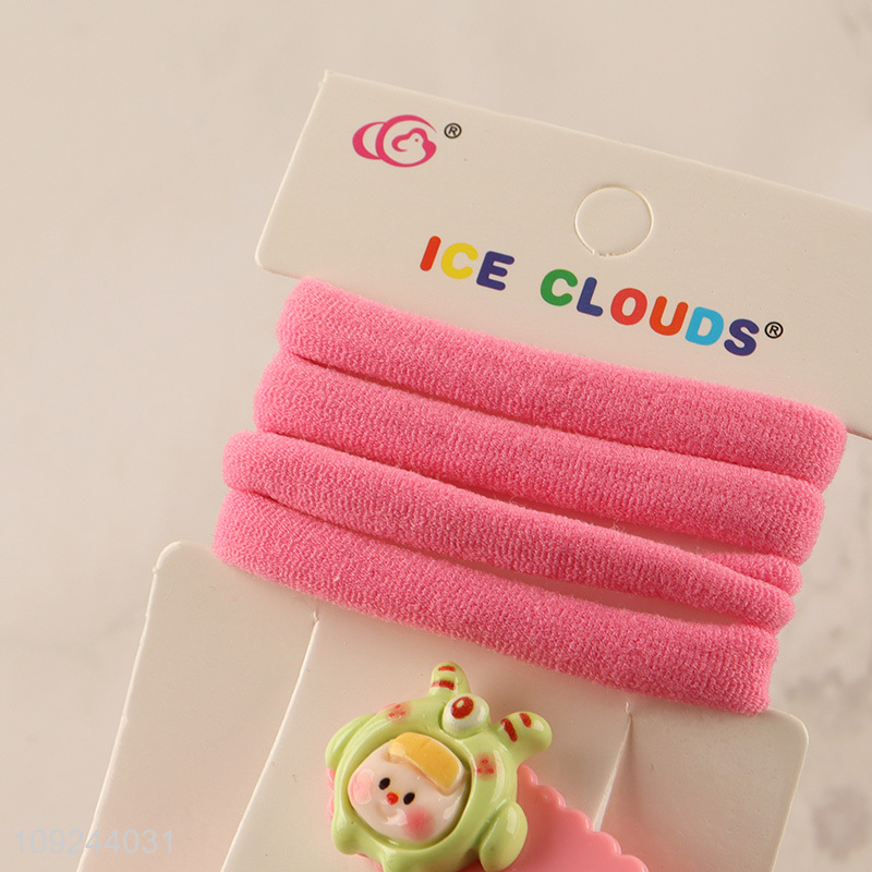 New Product Elastic Hair Ties And Hair Clips Set for Kids Girls