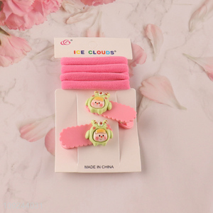 New Product Elastic Hair Ties And Hair Clips Set for Kids Girls