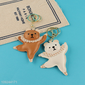 New Arrival Bear Key Chain PU Leather Bag Charms for Women Girls