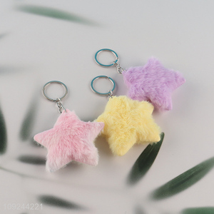 Wholesale Cute Plush Star Charm Fluffy Key Chain Purse Pendants