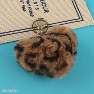 New Product Soft Fluffy Plush Heart Key Chain Purse Bag Charms