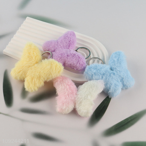 Factory Price Cute Plush Butterfly Charm Keychain Purse Pendants