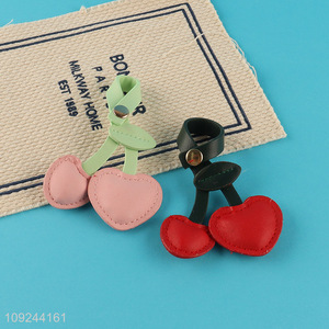 Good Quality PU Leather Cherry Key Chain Handbag Backpack Pendants