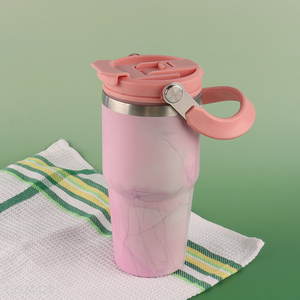 Factory Price 600ml Stainless Steel Insulated Tumbler Travel Mug with Handle & Straw