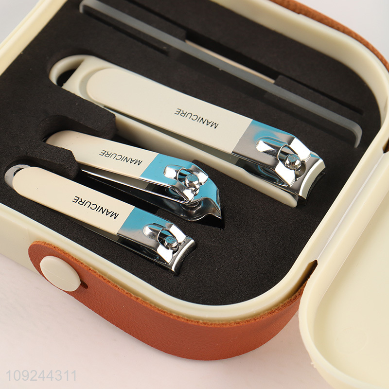 Factory Wholesale 4PCS Stainless Steel Nail Clippers and Nano Nail File Set