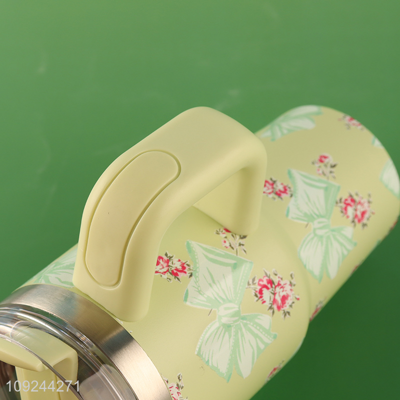 High Quality 420ml Stainless Steel Insulated Tumbler Travel Mug with Handle & Straw