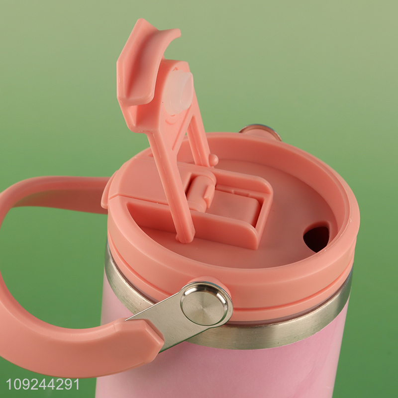 Factory Price 600ml Stainless Steel Insulated Tumbler Travel Mug with Handle & Straw