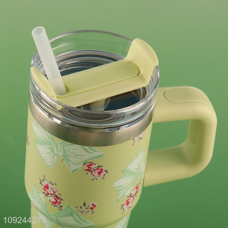 High Quality 420ml Stainless Steel Insulated Tumbler Travel Mug with Handle & Straw