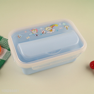 Good Quality 2-Compartment Plastic Divided Bento Lunch Box with Spork