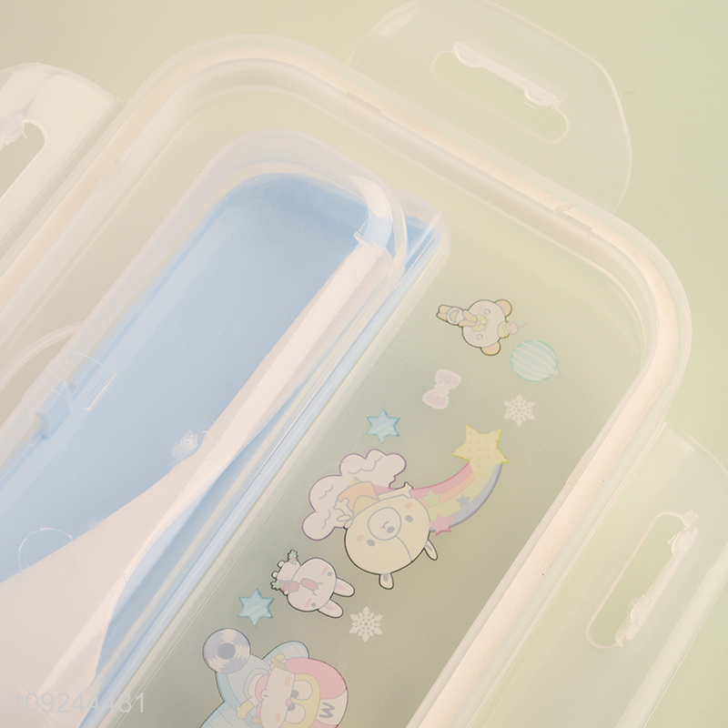 Good Quality 2-Compartment Plastic Divided Bento Lunch Box with Spork