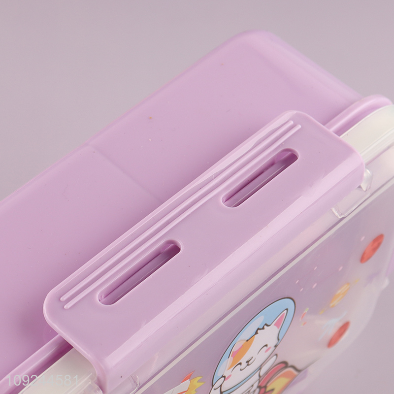 Factory Price 3-Compartment Plastic Bento Box for Kids with Spork