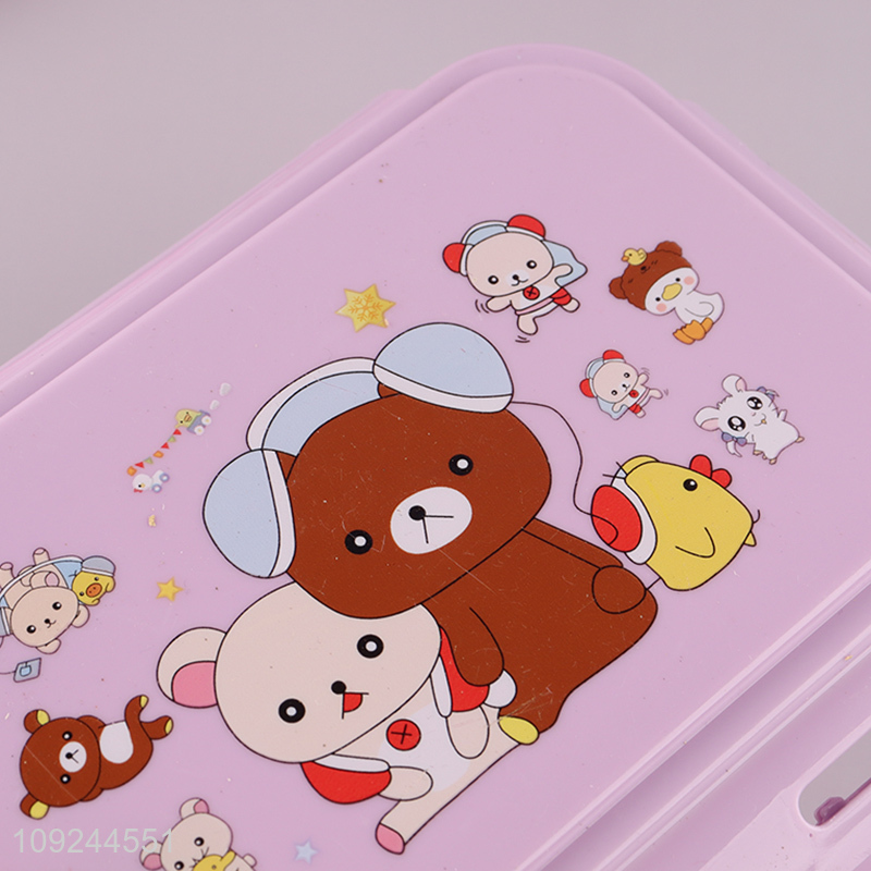 High Quality 2-Compartment Cartoon Kids Bento Lunch Box with Spoon