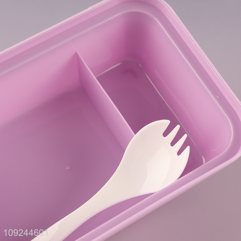 Popular Product 2-Compartment Plastic Bento Box for Kids with Spork