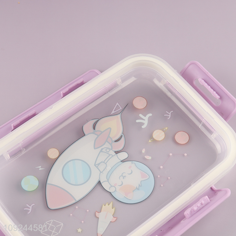 Factory Price 3-Compartment Plastic Bento Box for Kids with Spork