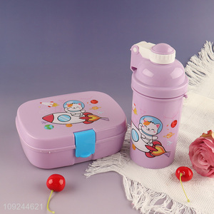 Hot Selling Cartoon Plastic Lunch Box and Water Bottle Set for Kids