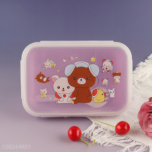 Popular Product 2-Compartment Plastic Bento Box for Kids with Spork