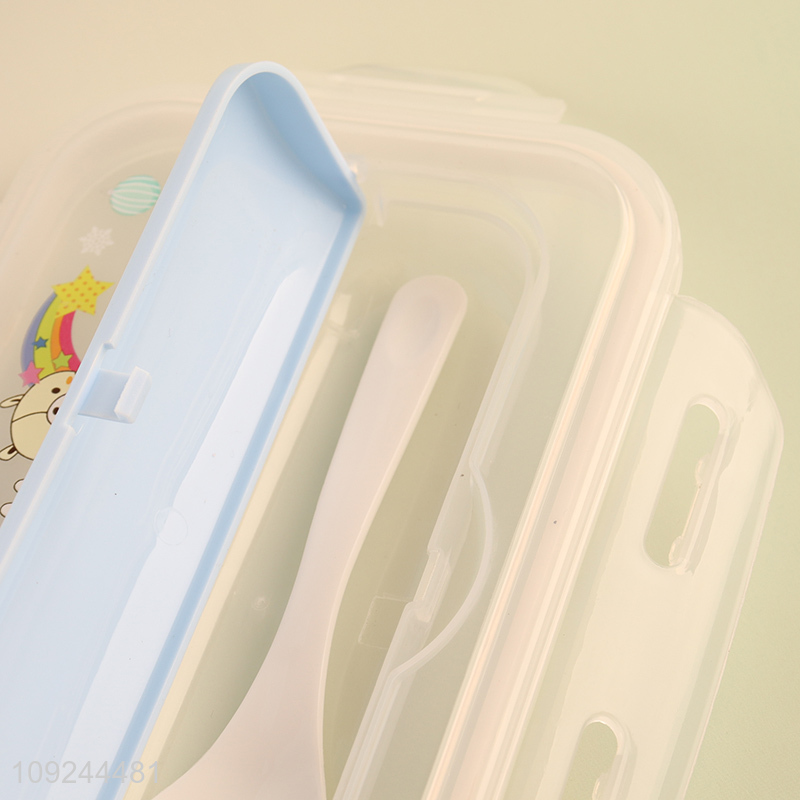 Good Quality 2-Compartment Plastic Divided Bento Lunch Box with Spork