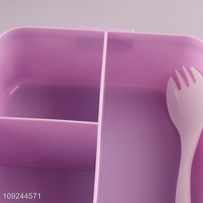 New Product 3-Compartment Plastic Kids Bento Lunch Box with Spork