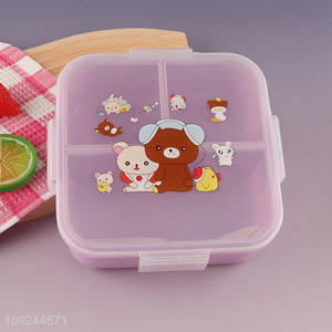 New Product 3-Compartment Plastic Kids Bento Lunch Box with Spork