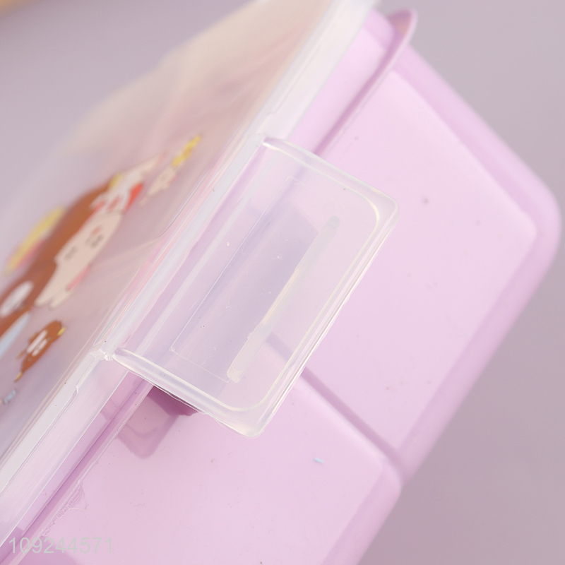 New Product 3-Compartment Plastic Kids Bento Lunch Box with Spork