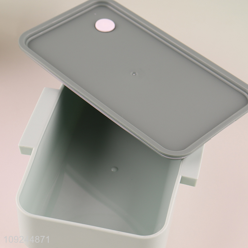 Wholesale 2-Tier Plastic Bento Lunch Box Lunch Container with Spoon & Fork