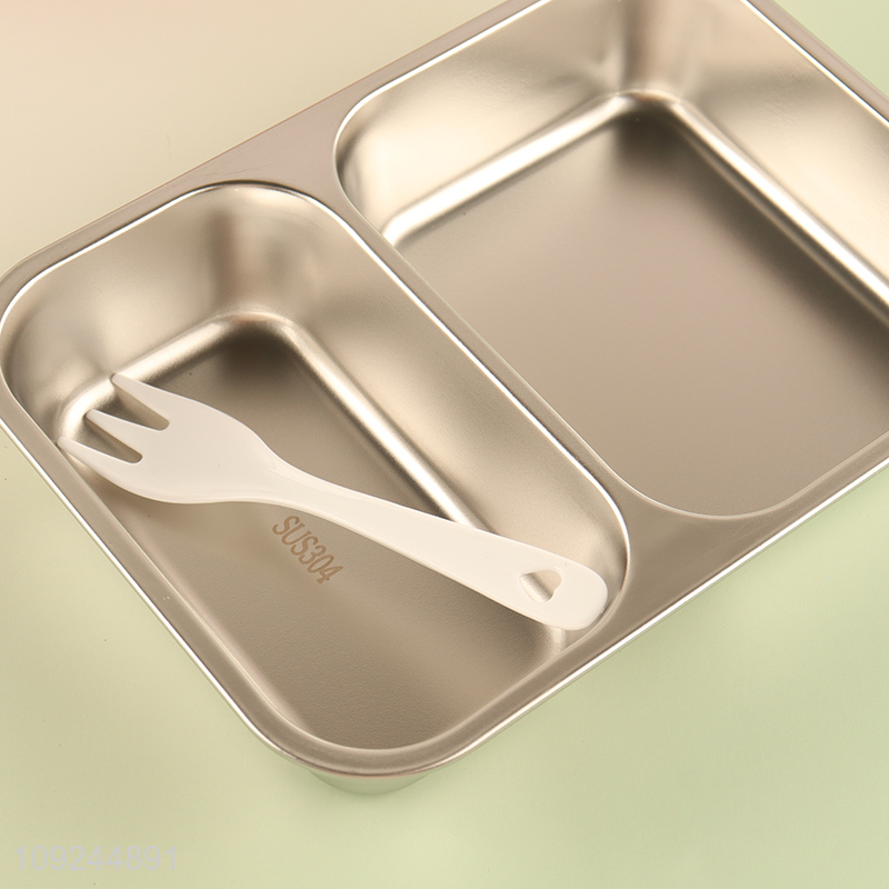 China Imports Stainless Steel Lunch Box Divided Bento Lunch Box with Spork