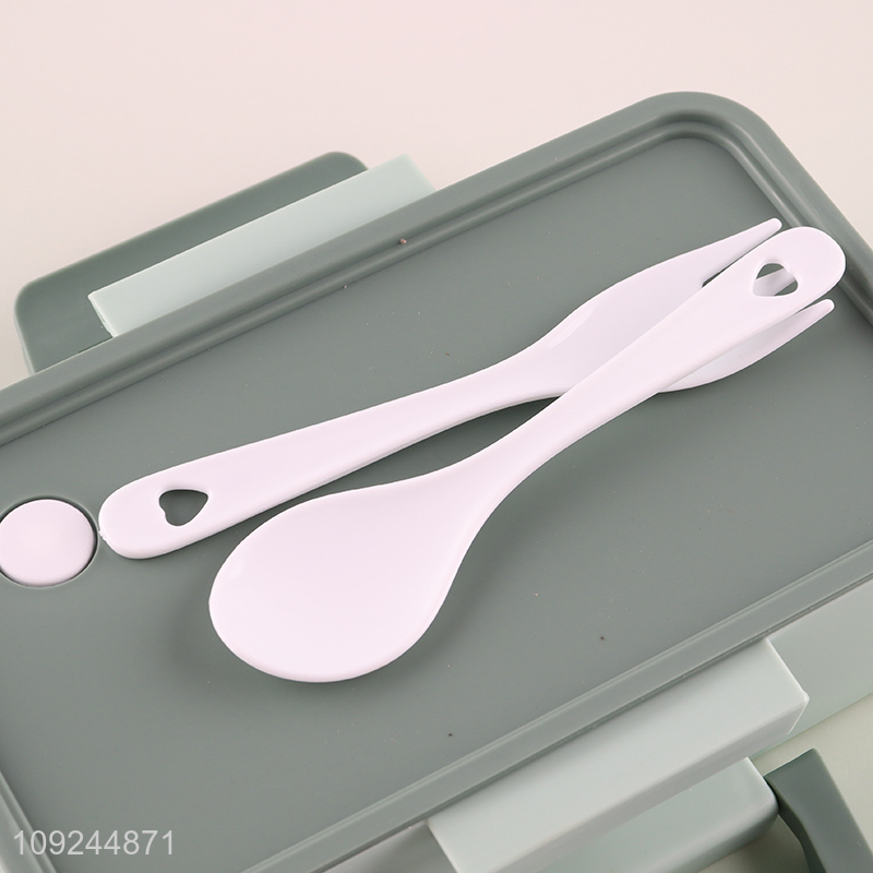 Wholesale 2-Tier Plastic Bento Lunch Box Lunch Container with Spoon & Fork