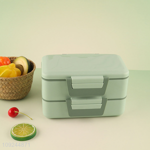 Wholesale 2-Tier Plastic Bento Lunch Box Lunch Container with Spoon & Fork