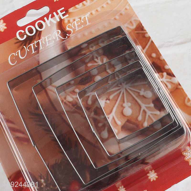 Good quality 5pcs square stainless steel cookies mold cookies cutter for baking tool