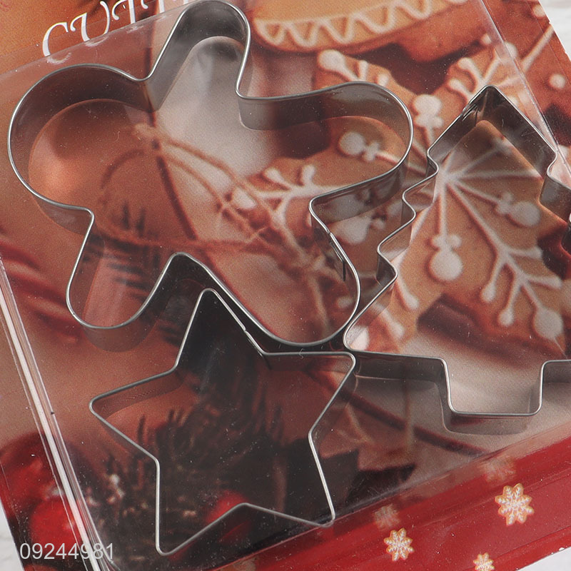 Top quality 3pcs christmas series stainless steel cookies mold cookies cutter set