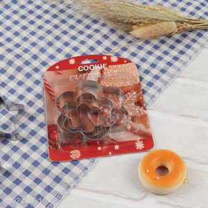 Online wholesale flower shape 3pcs stainless steel cookies mold cookies cutter