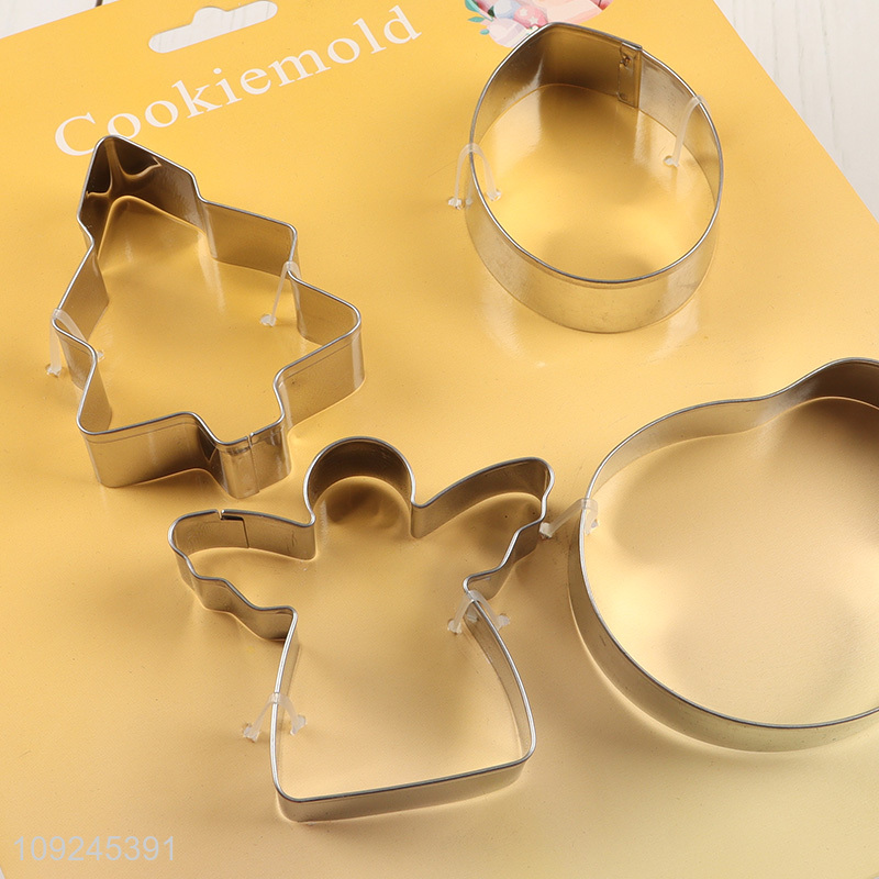 Top selling 4pcs stainless steel cookies mold cookies cutter for home kitchen
