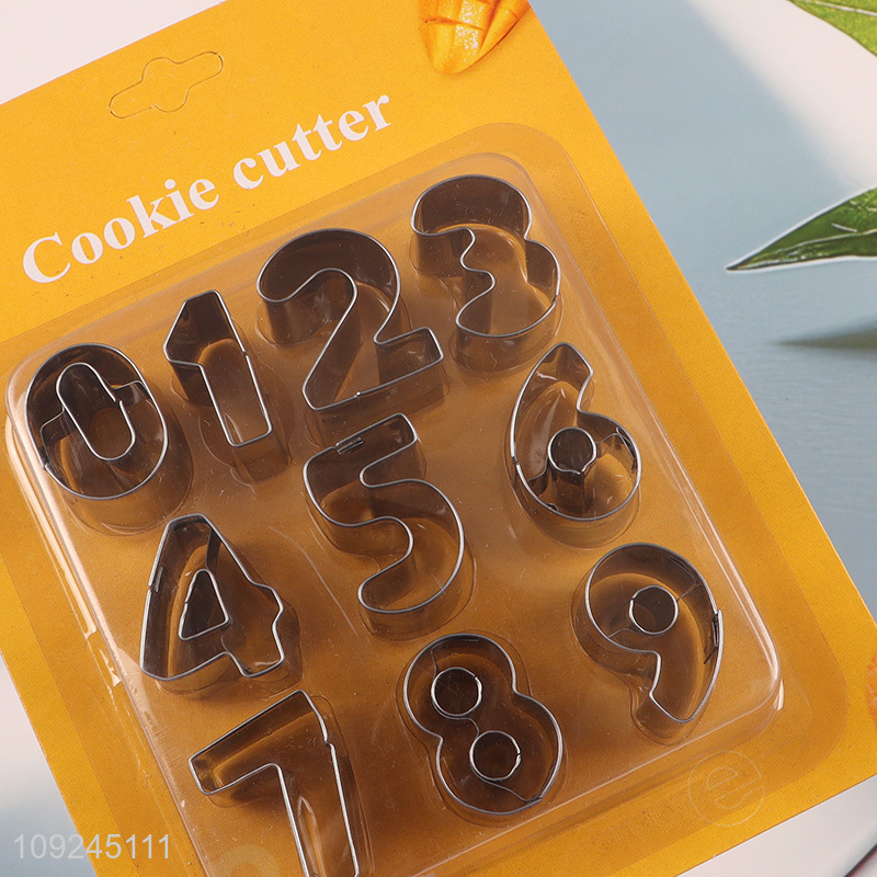 Factory price 10pcs number series stainless steel cookies mold cookies cutter