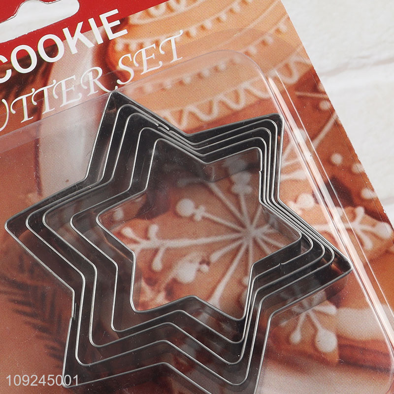 Top products 5pcs star shape stainless steel cookies mold cookies cutter set