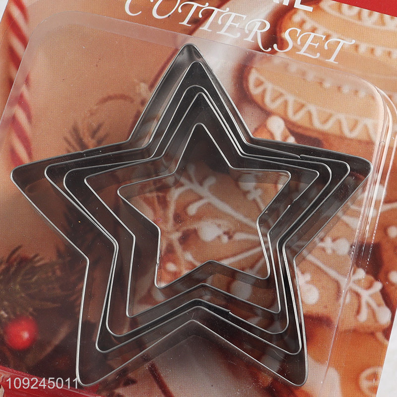 China supplier 5pcs star shape stainless steel cookies mold cookies cutter for baking tool