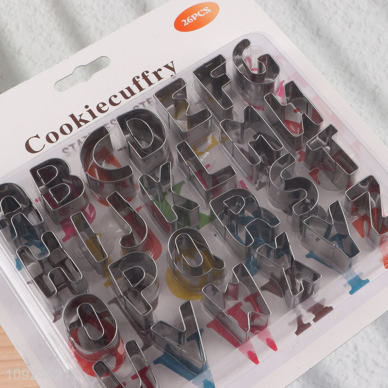 Popular products stainless steel 26pcs letter series cookies mold cookies cutter