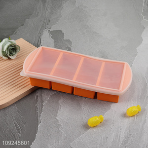 Yiwu market rectangle silicone ice cube mold ice cube tray with lid