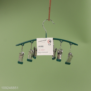 Popular products household windproof <em>clothes</em> hanger socks drying <em>rack</em> with 6clips