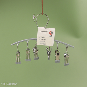 China factory windproof home 6clips <em>clothes</em> hanger socks drying <em>rack</em>