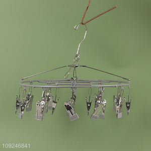 Top selling household 20clips <em>clothes</em> hanger socks drying <em>rack</em> wholesale