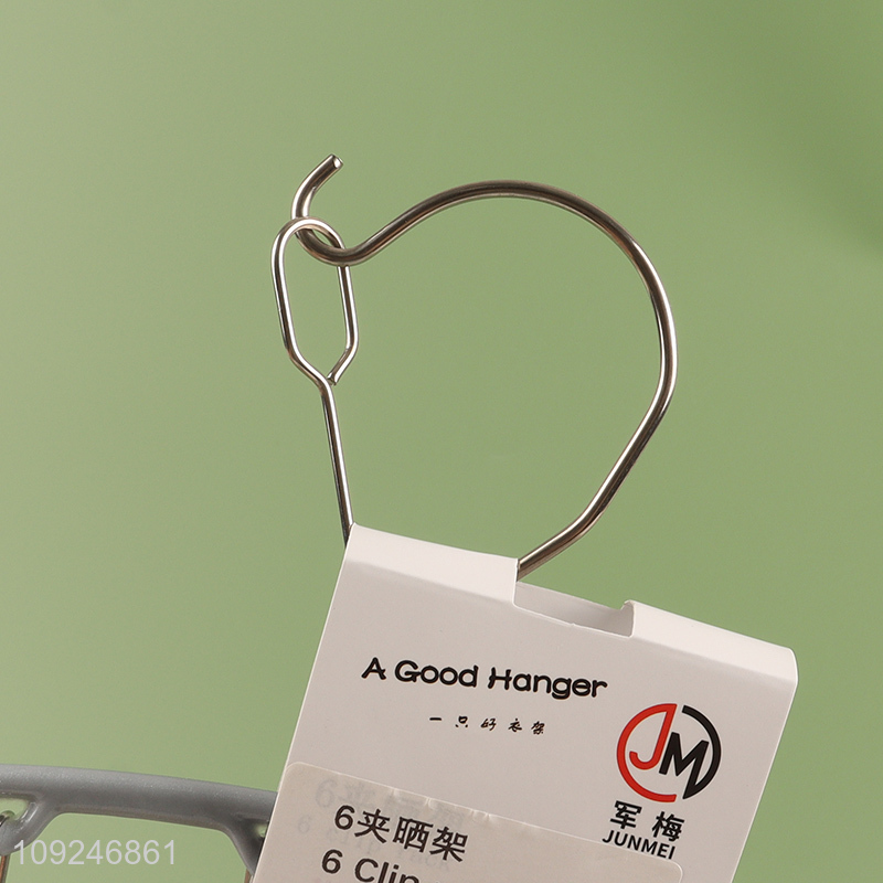 China factory windproof home 6clips clothes hanger socks drying rack