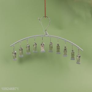 China products household windproof 10clips clothes hanger socks drying rack for sale