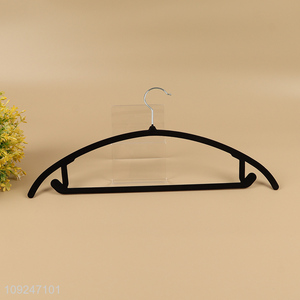 Hot selling black traceless non-slip flocked clothes hanger coat hanger