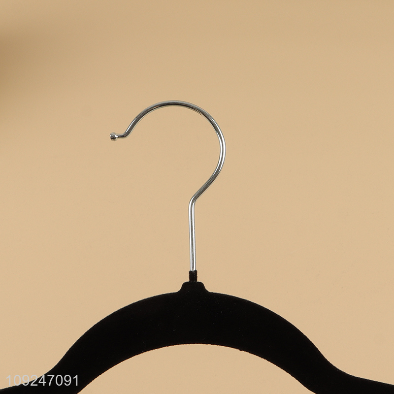 Hot items black non-slip flocked clothes hanger coat hanger for sale
